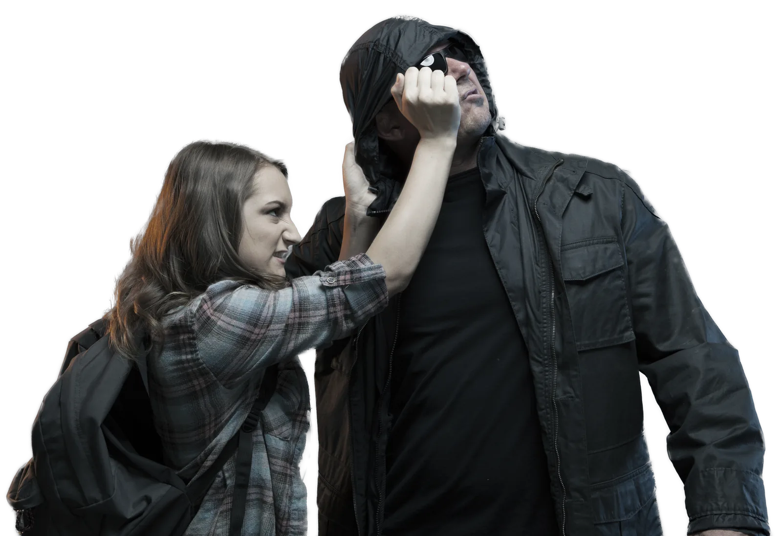 Woman applying a close-range practical self defense technique in Roanoke training
